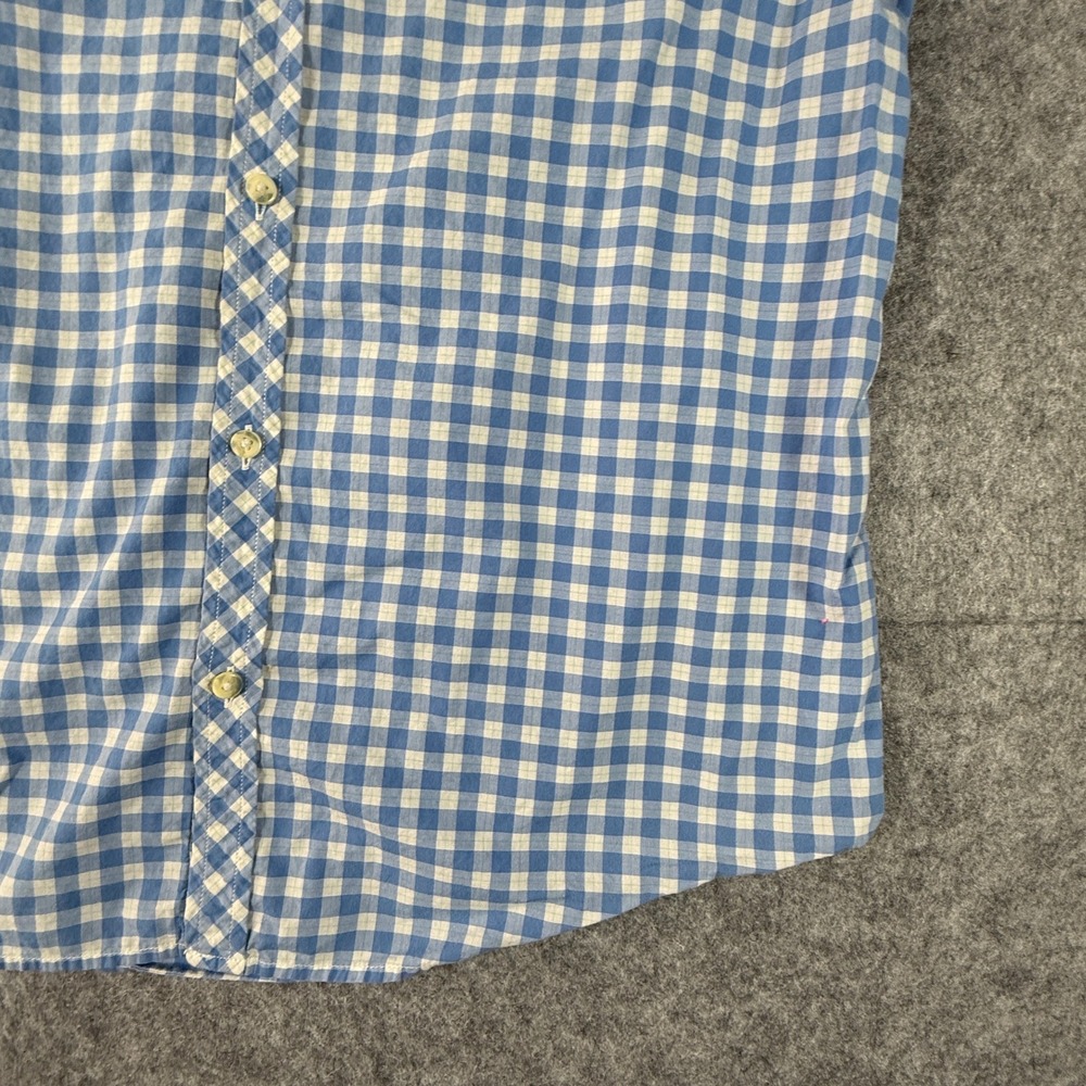 Lacoste Button Shirt Mens 40 Blue Gingham PLaid Slim Fit Short Sleeve Cotton - Picture 5 of 8
